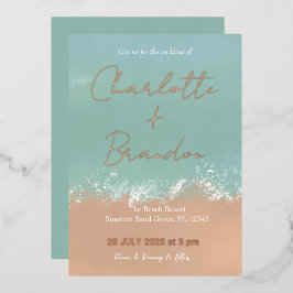 Simple Summer Seaside Beach Wedding Invitation Folieneinladung