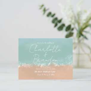 Simple Summer Seaside Beach Wedding Invitation Postkarte