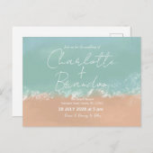 Simple Summer Seaside Beach Wedding Invitation Postkarte (Vorne/Hinten)