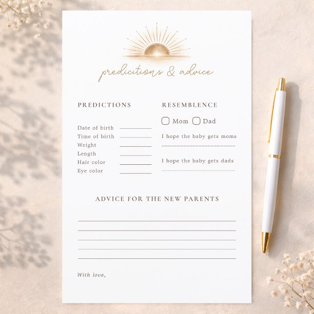 Simple Sun Baby Shower Game Predictions & Advice (Von Creator hochgeladen)