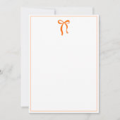 Simple Sunset Orange Bow Thin Border No text Mitteilungskarte (Vorderseite)