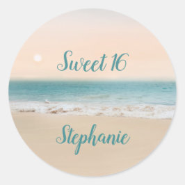 Simple Sweet 16 Beach Themenparty Runder Aufkleber
