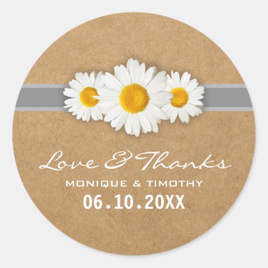 Simple Sweet Daisy Wedding Siegel Sticker Vielen D (Vorderseite)