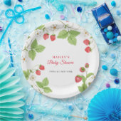 Simple Sweet Greenery Strawberry Baby Shower Pappteller (Party)
