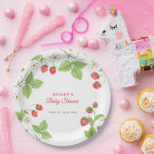 Simple Sweet Greenery Strawberry Baby Shower Pappteller (Party)