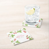 Simple Sweet Greenery Strawberry Baby Shower Rechteckiger Pappuntersetzer (Vor Ort)