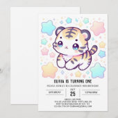 Simple Sweet Tiger 1. Geburtstag Einladung (Vorne/Hinten)