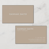 Simple Tan Modern Minimalistisch Visitenkarte (Vorne/Hinten)