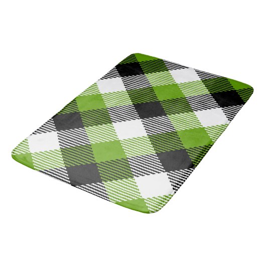 Simple Tartan Plaid Neon Green Badematte (Schrägansicht)