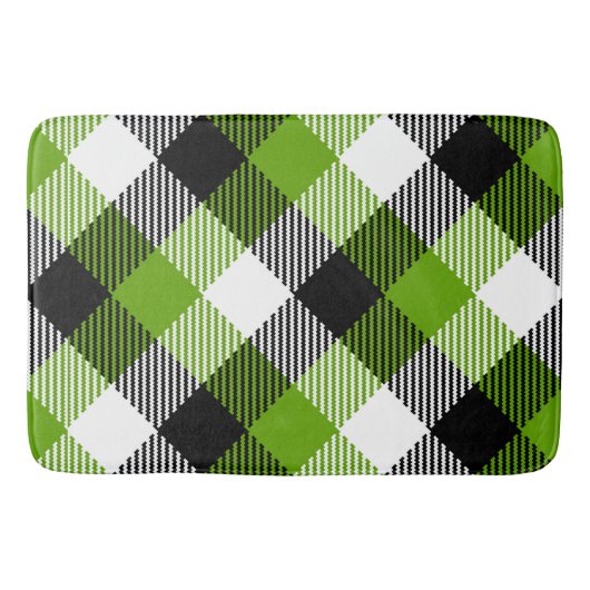 Simple Tartan Plaid Neon Green Badematte (Vorderseite)