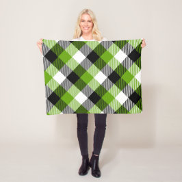 Simple Tartan Plaid Neon Green Fleecedecke