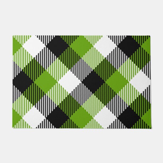 Simple Tartan Plaid Neon Green Fußmatte (Vorderseite)
