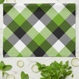Simple Tartan Plaid Neon Green Geschirrtuch