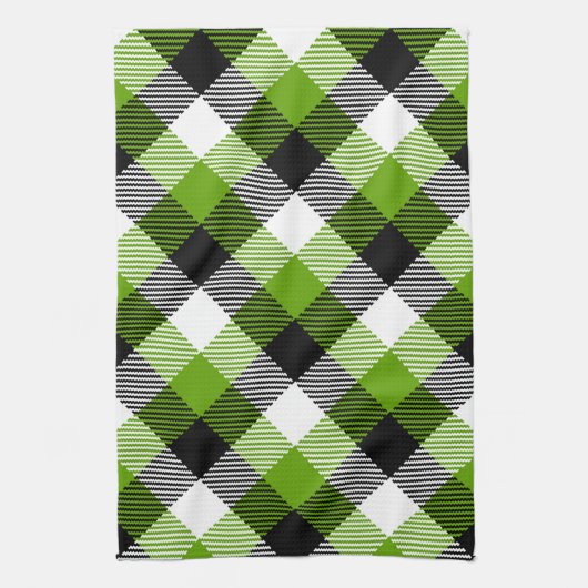 Simple Tartan Plaid Neon Green Geschirrtuch (Vertikal)
