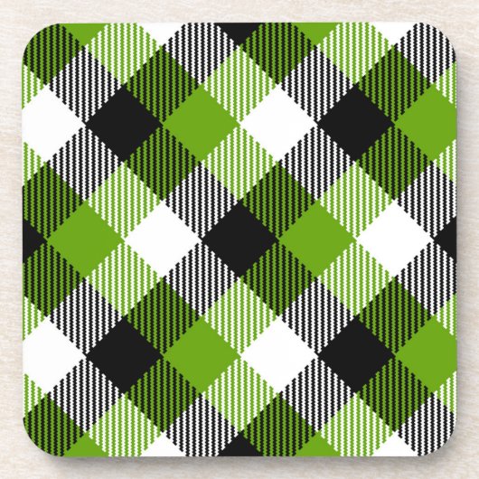 Simple Tartan Plaid Neon Green Getränkeuntersetzer (Vorderseite)