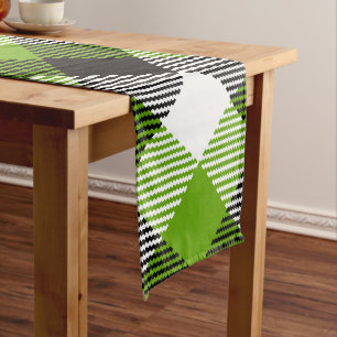 Simple Tartan Plaid Neon Green Großer Tischläufer