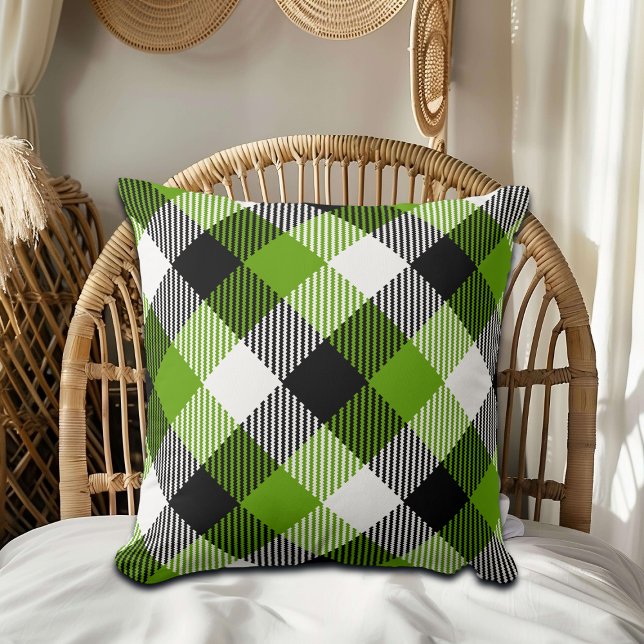 Simple Tartan Plaid Neon Green Kissen (Von Creator hochgeladen)