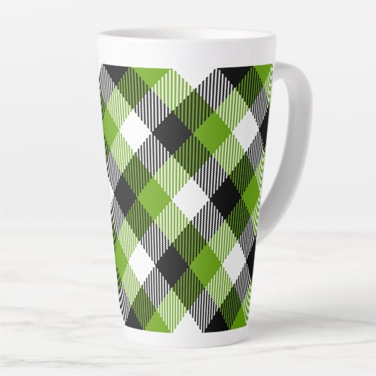 Simple Tartan Plaid Neon Green Milchtasse (Rechte Ecke)