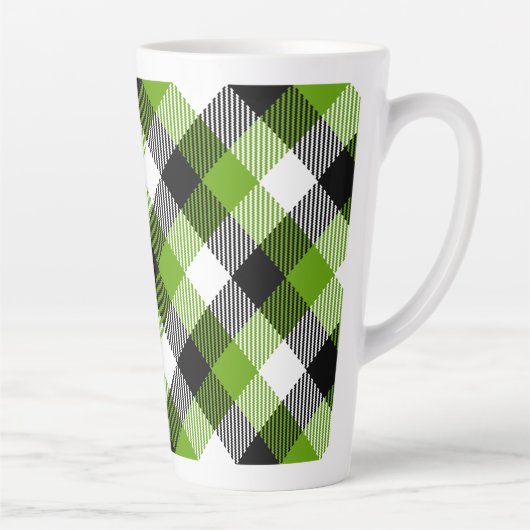 Simple Tartan Plaid Neon Green Milchtasse (Rechts)