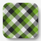 Simple Tartan Plaid Neon Green Pappteller (Vorderseite)