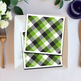 Simple Tartan Plaid Neon Green Serviette