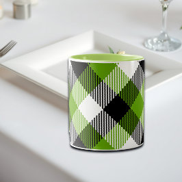Simple Tartan Plaid Neon Green Zweifarbige Tasse