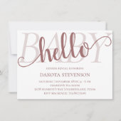 Simple Taupe Hello Baby | Wüste Rose Mauve Script Einladung (Vorderseite)