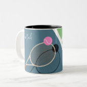 Simple Tennis Modern Pastel Zweifarbige Tasse (Vorderseite Links)