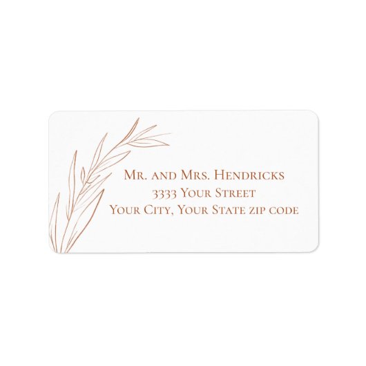Simple Terra Cotta Wedding Rücksendeadresse Adressaufkleber (Vorne)