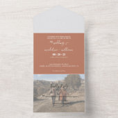 Simple Terracotta Boho Trendy Foto Wedding All In One Einladung (Innen Boden)