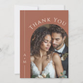 Simple Terracotta Monogram Wedding Foto Vielen Dan Dankeskarte (Vorderseite)