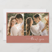 Simple Terracotta Two Foto Wedding Vielen Dank Dankeskarte (Vorderseite)