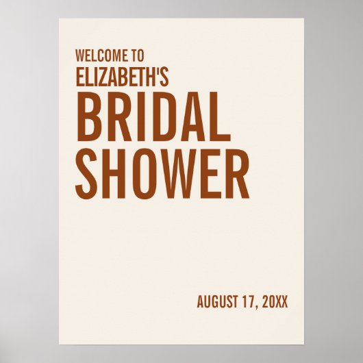 Simple Terracotta Typografy Brautparty Welcome Poster (Vorne)