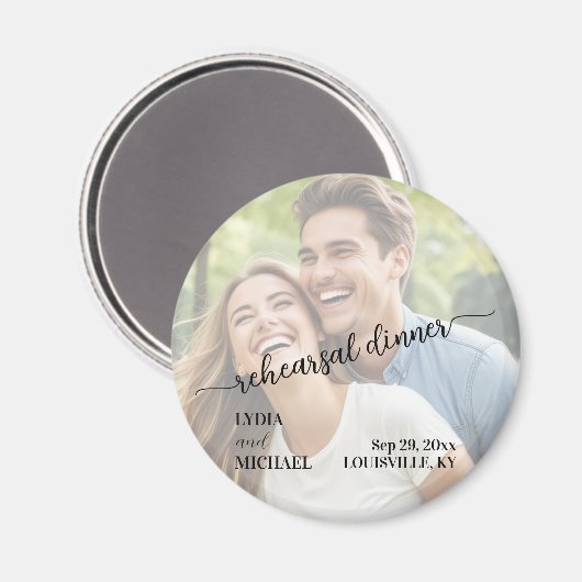 Simple Text Overlay Photo Rehearsal Dinner Magnet (Vorderseite/Rückseite)