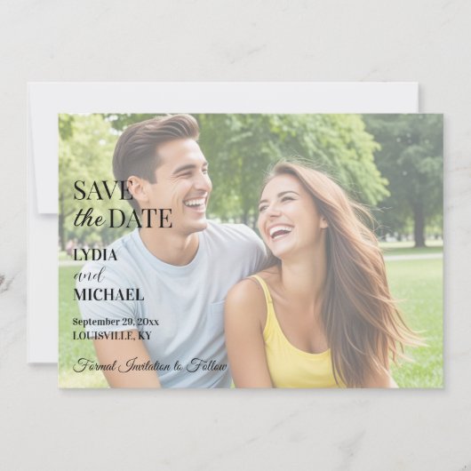 Simple Text Overlay Photo Save The Date (Vorderseite)