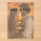 Simple Text Overlay Photo Save the Date Acryleinladungen (Vorderseite)