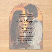 Simple Text Overlay Photo Wedding Acryleinladungen (Vorderseite)