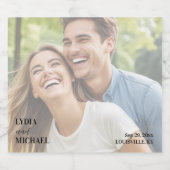 Simple Text Overlay Photo Wedding Schaumweinetikett (Einzelnes Label)