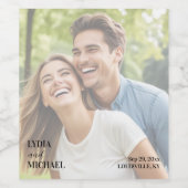 Simple Text Overlay Photo Wedding Weinetikett (Einzelnes Label)