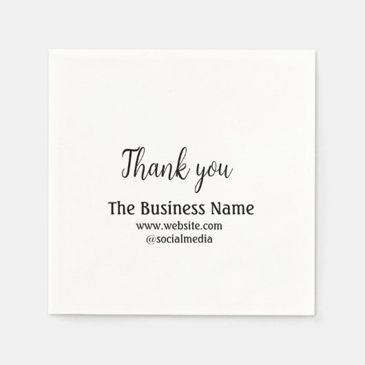 Simple thank you add business name details text  t serviette (Vorderseite)