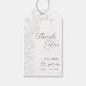 Simple Thank You Cross Floral Christian Baptism Geschenkanhänger (Vorderseite)