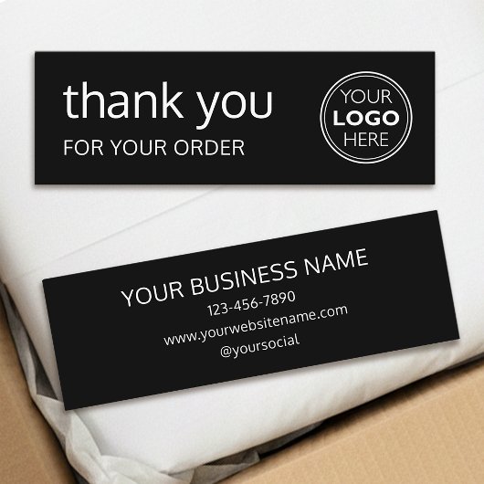 Simple Thank You Logo Brand Modern Black Mini Visitenkarte