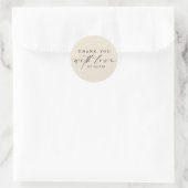 Simple Thank You with Love Script Business | ECRU Runder Aufkleber (Tasche)