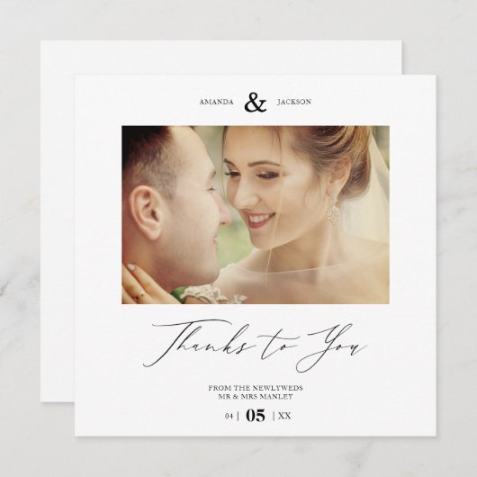 Simple Thanks To You Custom Photo Couple Wedding (Vorne/Hinten)