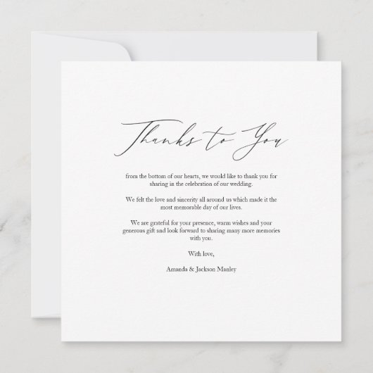 Simple Thanks To You Custom Photo Couple Wedding (Rückseite)