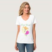 'Simple Things' Flowers and Butterflies T-Shirt (Vorderseite Vollansicht)