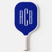 Simple Three Letter Royal Blue Monogram Pickleball Schläger (Rückseite)