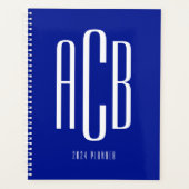Simple Three Letter Royal Blue Monogram Planer (Vorderseite)