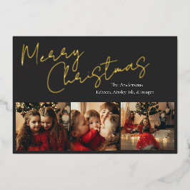 Simple Three Photo Christmas Card Folien Feiertagskarte