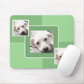 Simple Three Photo Modern Square Design Light Gree Mousepad (Mit Mouse)
